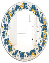 Retro Abstract Pattern II - Modern Round or Oval Wall Mirror - Leaves