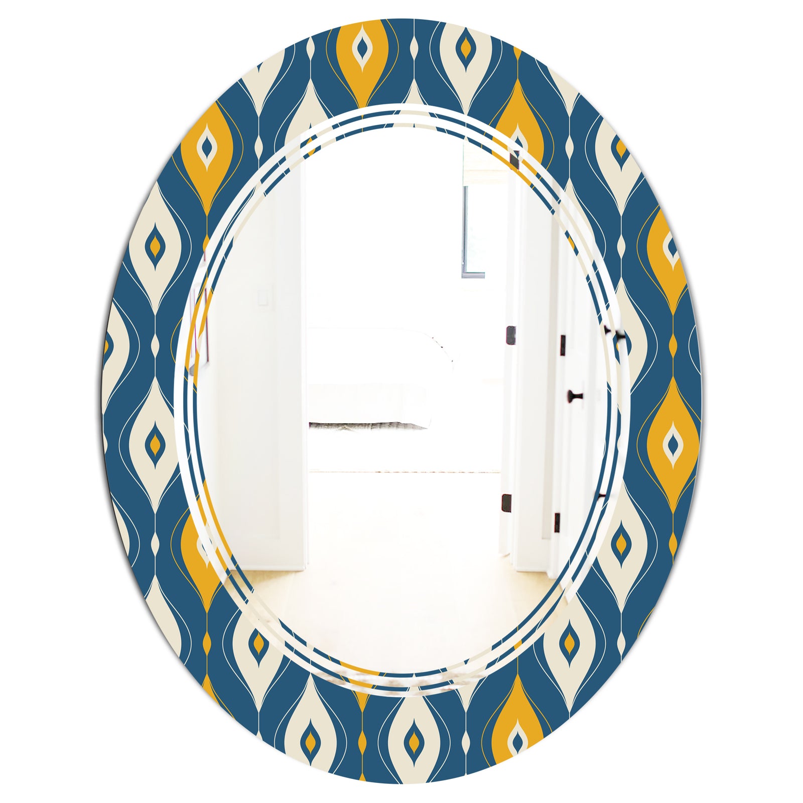 Retro Abstract Pattern II - Modern Round or Oval Wall Mirror - Triple C
