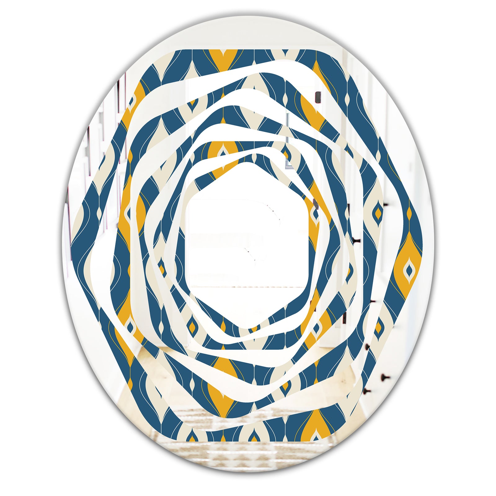 Retro Abstract Pattern II - Modern Round or Oval Wall Mirror - Whirl