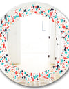Retro Abstract Pattern Design II - Modern Round or Oval Wall Mirror - Leaves