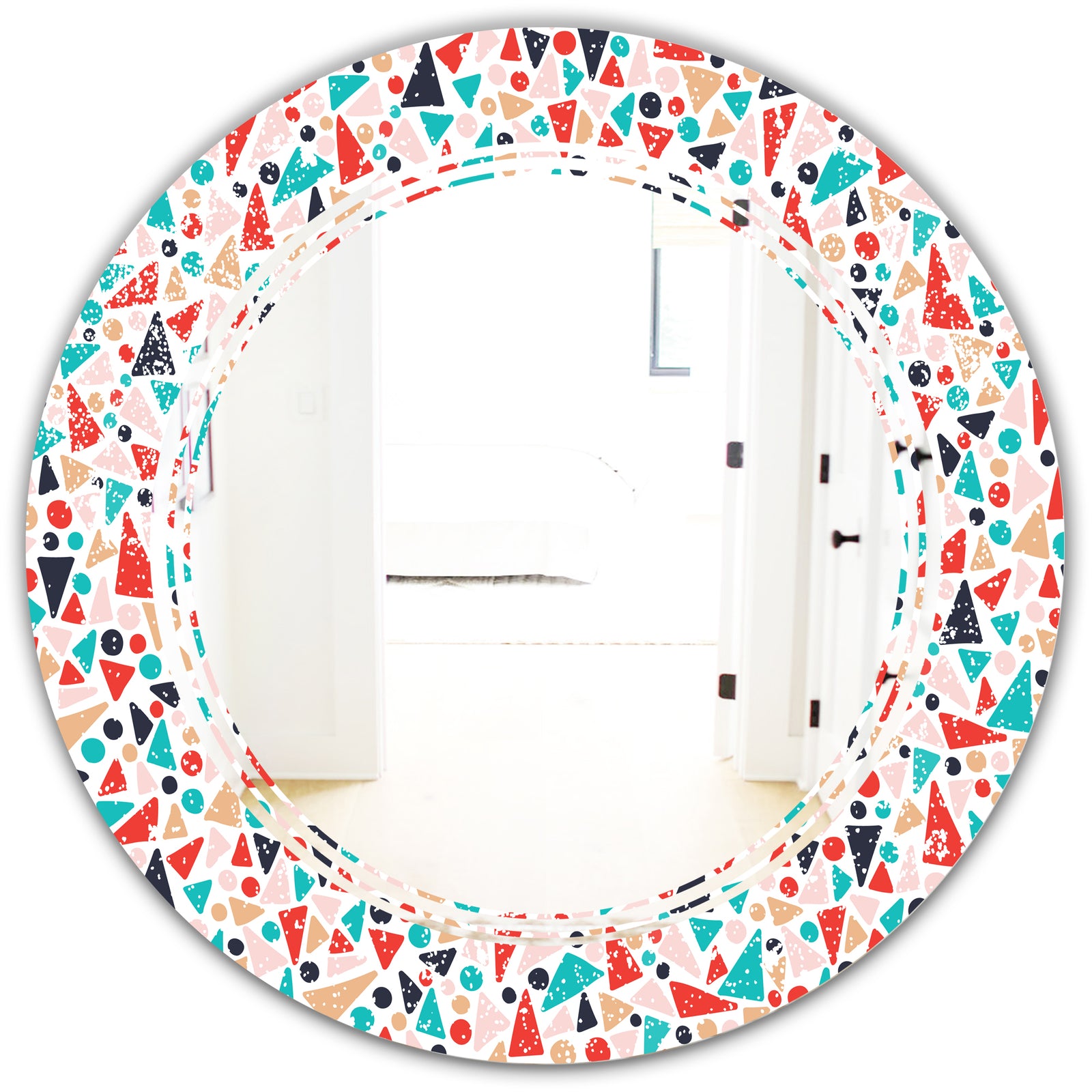 Retro Abstract Pattern Design II - Modern Round or Oval Wall Mirror - Triple C