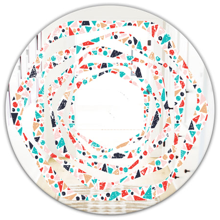 Retro Abstract Pattern Design II - Modern Round or Oval Wall Mirror - Whirl