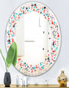 Retro Abstract Pattern Design II - Modern Round or Oval Wall Mirror - Leaves