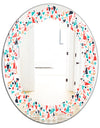 Retro Abstract Pattern Design II - Modern Round or Oval Wall Mirror - Leaves