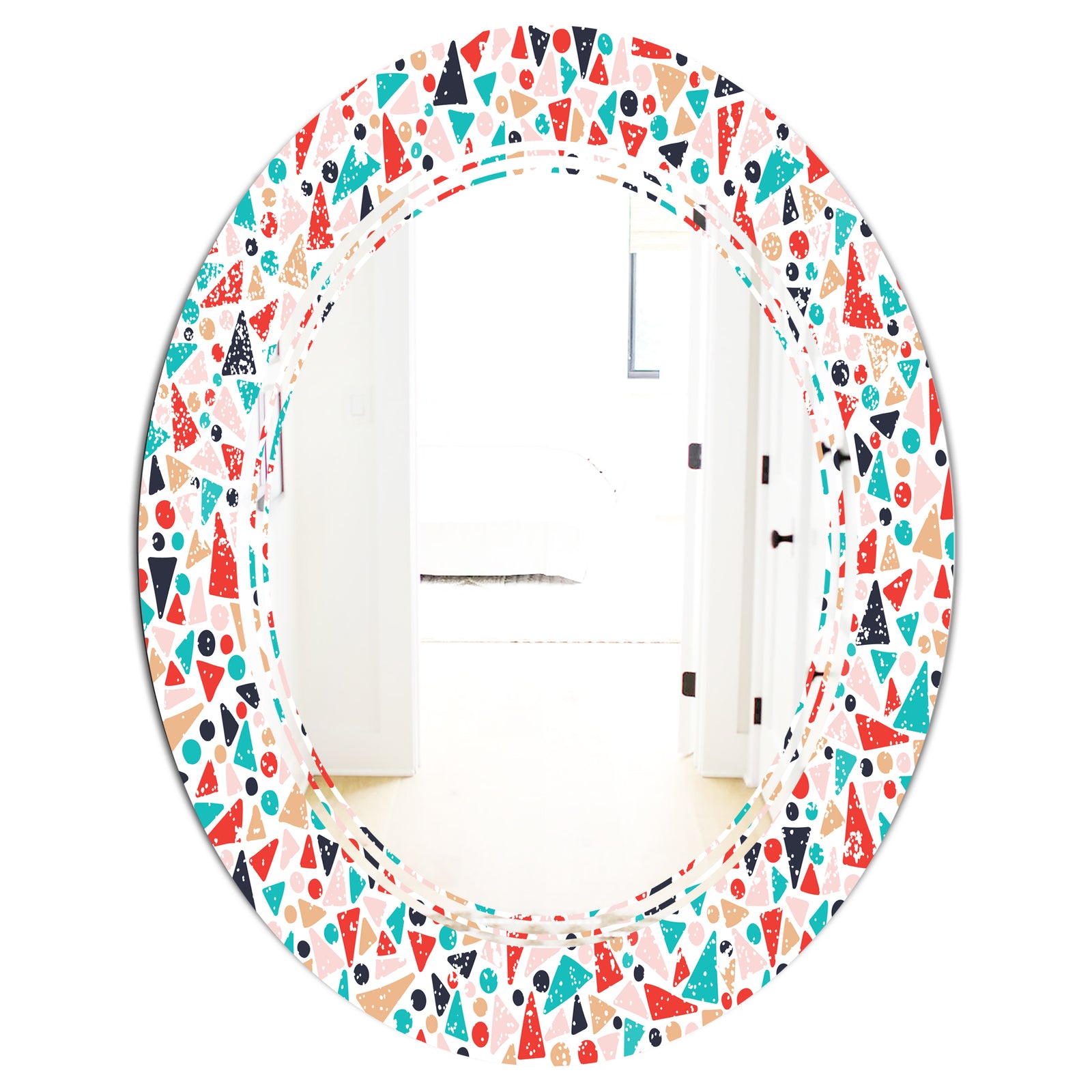 Retro Abstract Pattern Design II - Modern Round or Oval Wall Mirror - Triple C