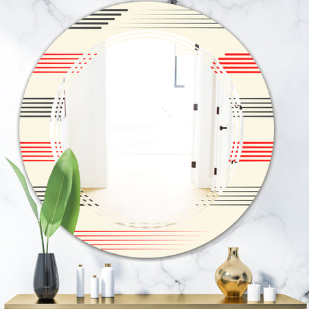 Horizontal Retro Geometrical Pattern I - Modern Round or Oval Wall Mirror - Triple C