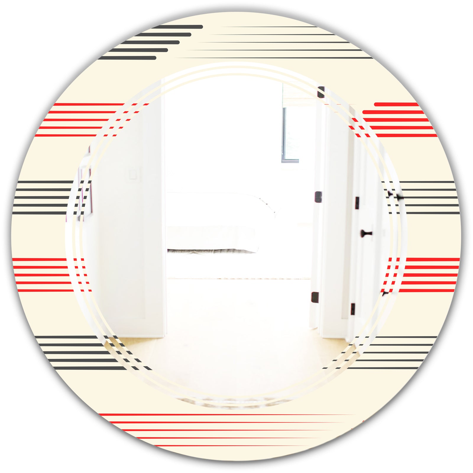 Horizontal Retro Geometrical Pattern I - Modern Round or Oval Wall Mirror - Triple C