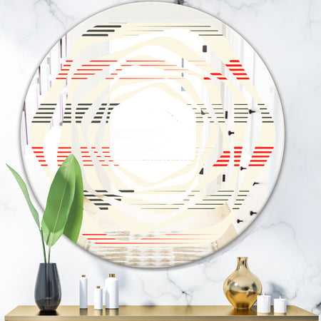 Horizontal Retro Geometrical Pattern I - Modern Round or Oval Wall Mirror - Whirl