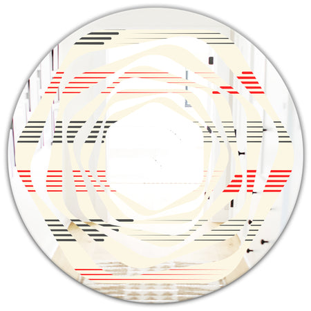 Horizontal Retro Geometrical Pattern I - Modern Round or Oval Wall Mirror - Whirl