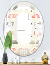 Horizontal Retro Geometrical Pattern I - Modern Round or Oval Wall Mirror - Space