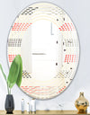 Horizontal Retro Geometrical Pattern I - Modern Round or Oval Wall Mirror - Wave