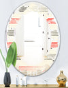 Horizontal Retro Geometrical Pattern I - Modern Round or Oval Wall Mirror - Leaves