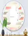 Horizontal Retro Geometrical Pattern I - Modern Round or Oval Wall Mirror - Quatrefoil