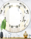 Retro Curved Minimal Geometric Ornament II - Modern Round or Oval Wall Mirror - Space