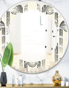 Retro Curved Minimal Geometric Ornament II - Modern Round or Oval Wall Mirror - Leaves