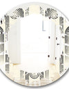 Retro Curved Minimal Geometric Ornament II - Modern Round or Oval Wall Mirror - Leaves