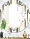 Retro Curved Minimal Geometric Ornament II - Modern Round or Oval Wall Mirror - Triple C