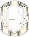 Retro Curved Minimal Geometric Ornament II - Modern Round or Oval Wall Mirror - Triple C