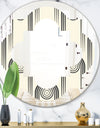 Retro Curved Minimal Geometric Ornament II - Modern Round or Oval Wall Mirror - Quatrefoil