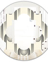 Retro Curved Minimal Geometric Ornament II - Modern Round or Oval Wall Mirror - Quatrefoil