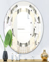 Retro Curved Minimal Geometric Ornament II - Modern Round or Oval Wall Mirror - Space