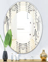 Retro Curved Minimal Geometric Ornament II - Modern Round or Oval Wall Mirror - Wave