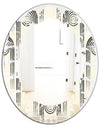 Retro Curved Minimal Geometric Ornament II - Modern Round or Oval Wall Mirror - Leaves