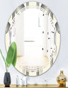 Retro Curved Minimal Geometric Ornament II - Modern Round or Oval Wall Mirror - Triple C