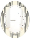 Retro Curved Minimal Geometric Ornament II - Modern Round or Oval Wall Mirror - Triple C