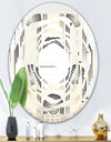 Retro Curved Minimal Geometric Ornament II - Modern Round or Oval Wall Mirror - Whirl