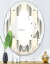 Retro Curved Minimal Geometric Ornament II - Modern Round or Oval Wall Mirror - Quatrefoil