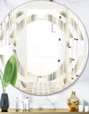 Retro Curved Minimal Geometric Ornament I - Modern Round or Oval Wall Mirror - Space