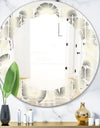 Retro Curved Minimal Geometric Ornament I - Modern Round or Oval Wall Mirror - Leaves