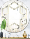 Retro Curved Minimal Geometric Ornament I - Modern Round or Oval Wall Mirror - Hexagon Star