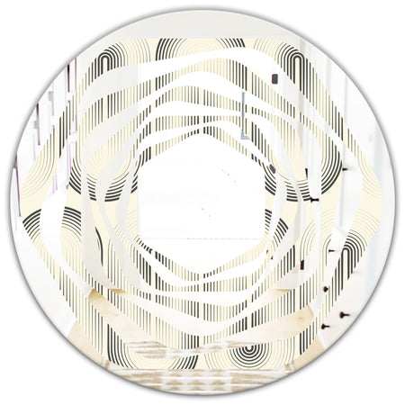 Retro Curved Minimal Geometric Ornament I - Modern Round or Oval Wall Mirror - Whirl