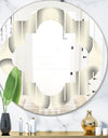 Retro Curved Minimal Geometric Ornament I - Modern Round or Oval Wall Mirror - Quatrefoil