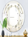 Retro Curved Minimal Geometric Ornament I - Modern Round or Oval Wall Mirror - Space