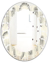 Retro Curved Minimal Geometric Ornament I - Modern Round or Oval Wall Mirror - Leaves