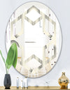 Retro Curved Minimal Geometric Ornament I - Modern Round or Oval Wall Mirror - Hexagon Star