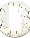 Retro Geometrical Abstract Minimal Pattern I - Modern Round or Oval Wall Mirror - Leaves