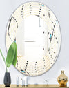 Retro Geometrical Abstract Minimal Pattern I - Modern Round or Oval Wall Mirror - Wave