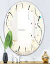 Retro Geometrical Abstract Minimal Pattern I - Modern Round or Oval Wall Mirror - Leaves