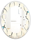 Retro Geometrical Abstract Minimal Pattern I - Modern Round or Oval Wall Mirror - Leaves