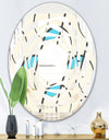 Retro Geometrical Abstract Minimal Pattern I - Modern Round or Oval Wall Mirror - Whirl