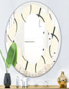 Retro Geometrical Abstract Minimal Pattern I - Modern Round or Oval Wall Mirror - Quatrefoil