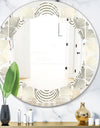 Monochrome Geometric Pattern X - Modern Round or Oval Wall Mirror - Leaves