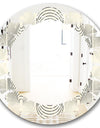 Monochrome Geometric Pattern X - Modern Round or Oval Wall Mirror - Leaves