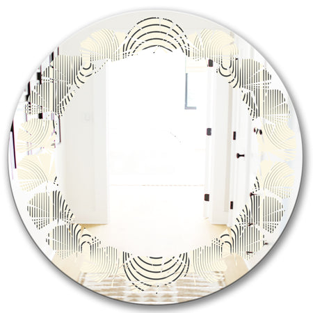 Monochrome Geometric Pattern X - Modern Round or Oval Wall Mirror - Leaves