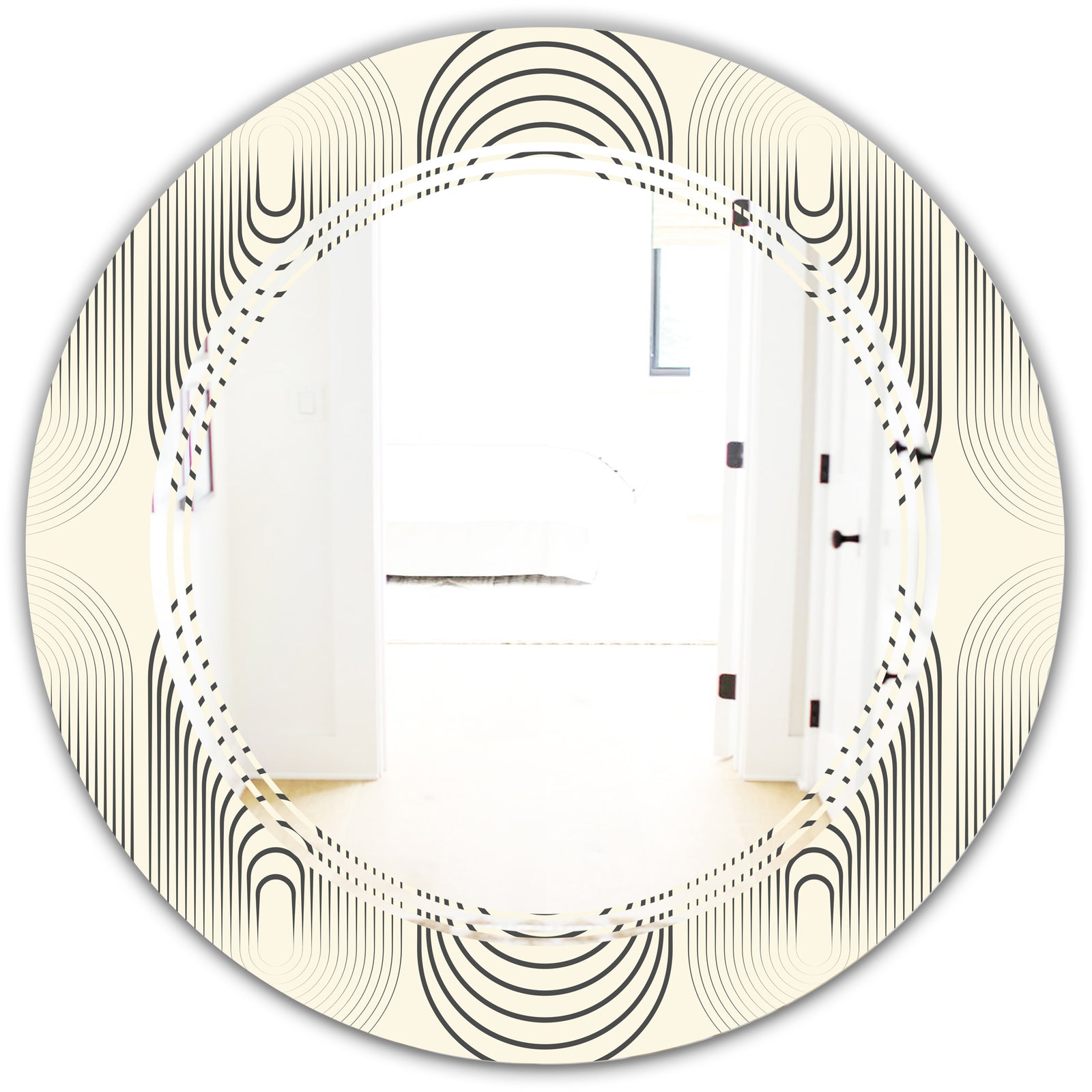 Monochrome Geometric Pattern X - Modern Round or Oval Wall Mirror - Triple C