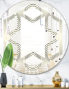 Monochrome Geometric Pattern X - Modern Round or Oval Wall Mirror - Hexagon Star